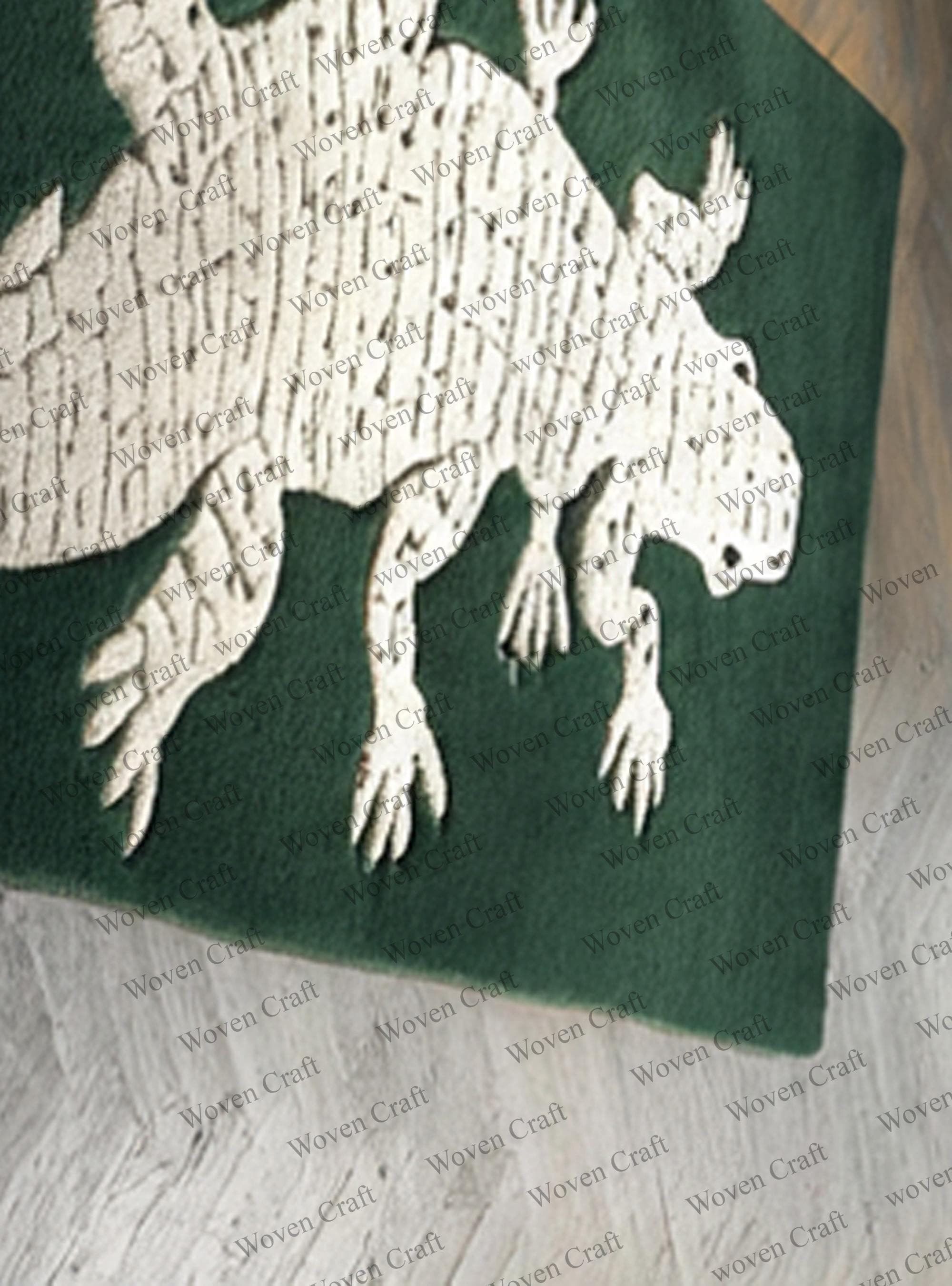 Anteater Rug Hand-tufted Alligator Wool Rug - Green Animal Accent Carpet - Etsy