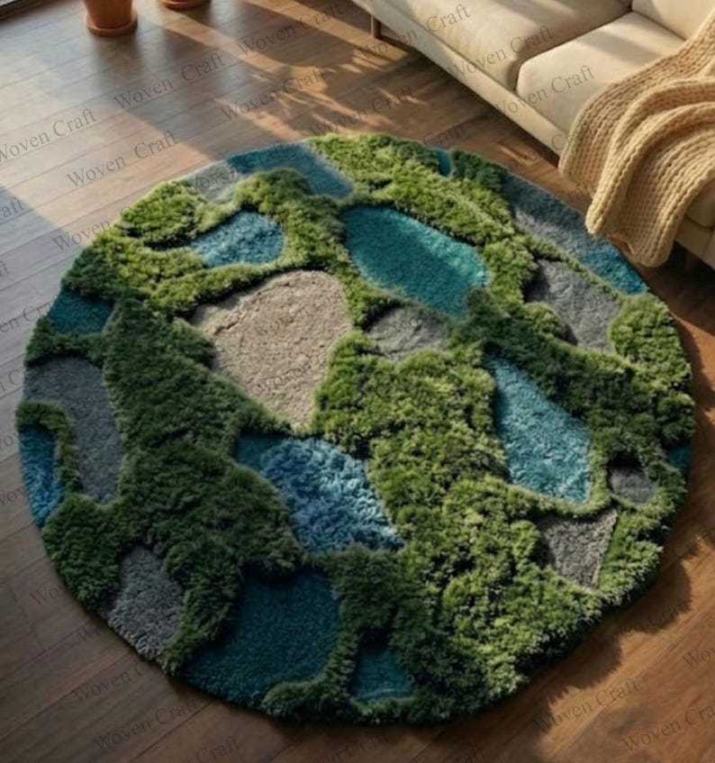 Stone Path Rug Hand Tufted Moss Rug, Organic Stone Path Nature Style Area Rug - Etsy ...