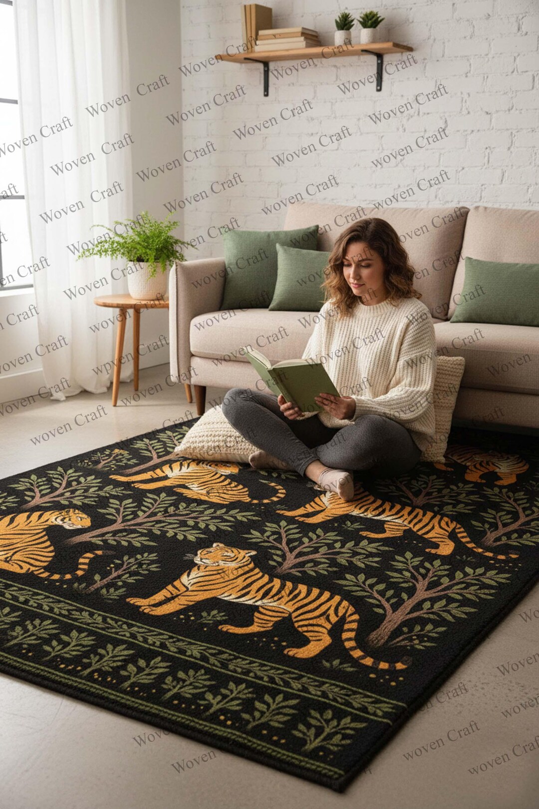 Hand-tufted Wool Safari Rug: Tiger Jungle Nursery Carpet - Etsy