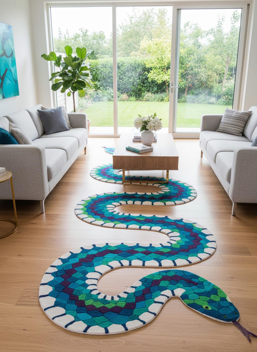 Hand-tufted Wool Snake Rug: Bold Serpent Runner, 3x10 Ft - Etsy