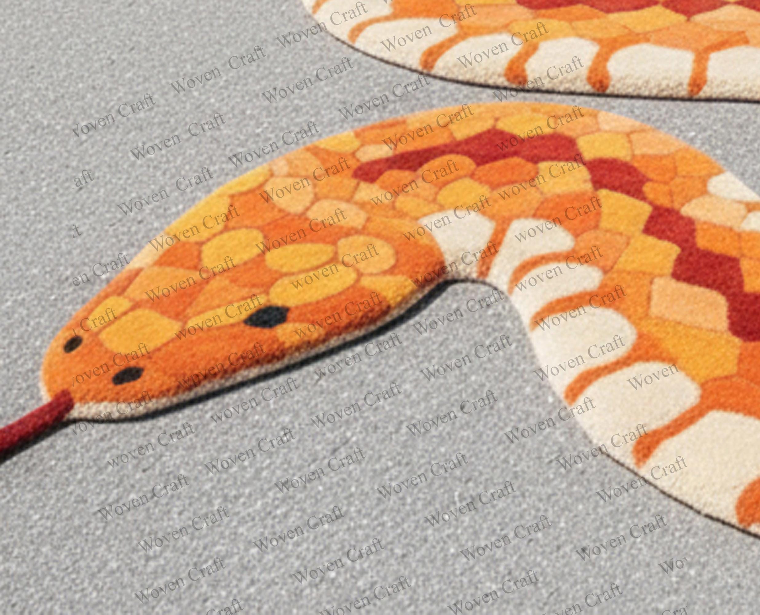Whitesnake Rug Hand-tufted Wool Snake Rug: Bold Serpent Runner, Orange & Beige - Etsy