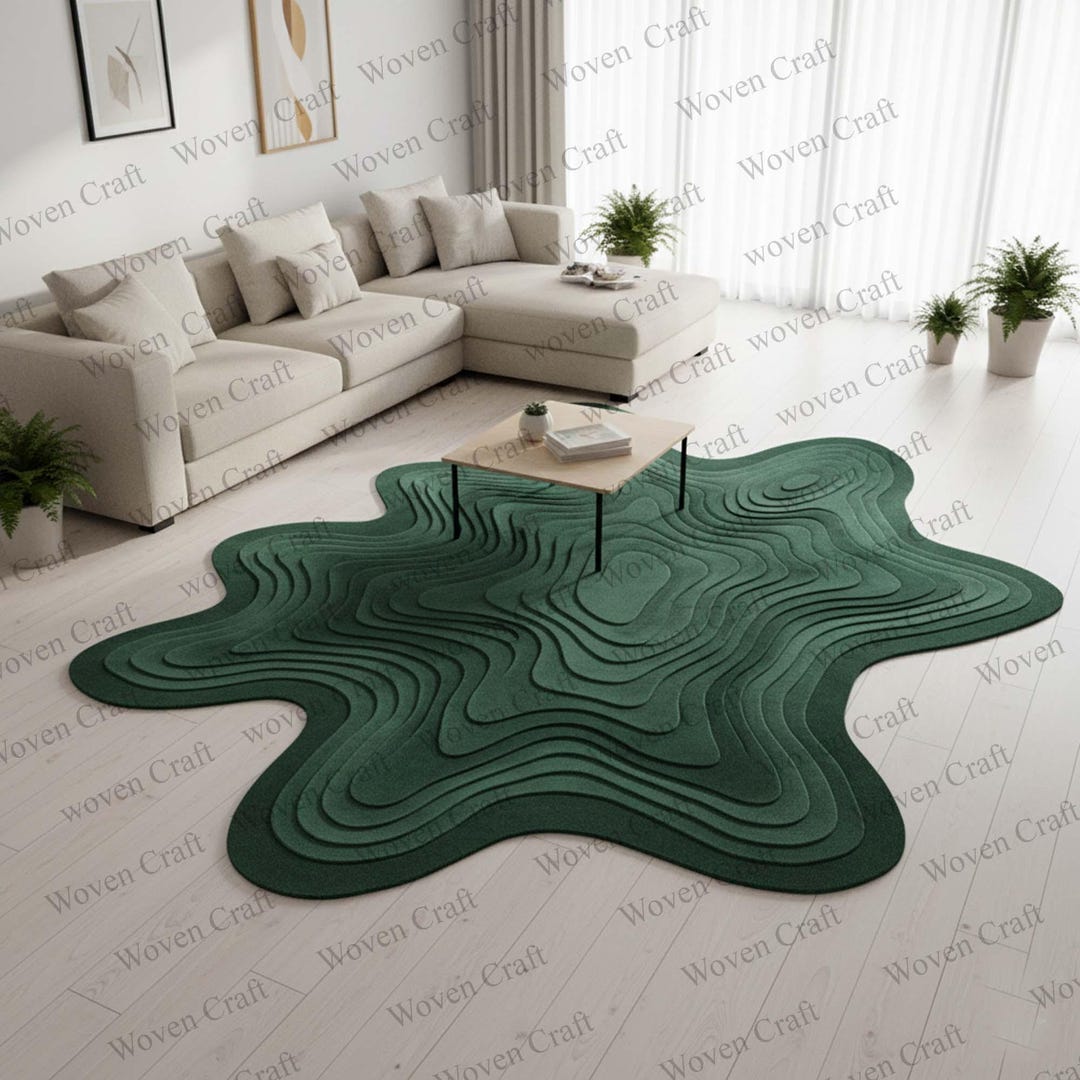 Patterned Green Rug Abstract Design Hand-tufted Wool Rug – Abstract Green Topographic Design - Etsy
