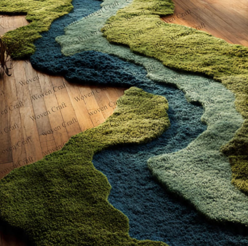 Organic Green Rug Green Moss Tufted Rug: Botanical Biophilic Home Décor Runner Rug. - Etsy