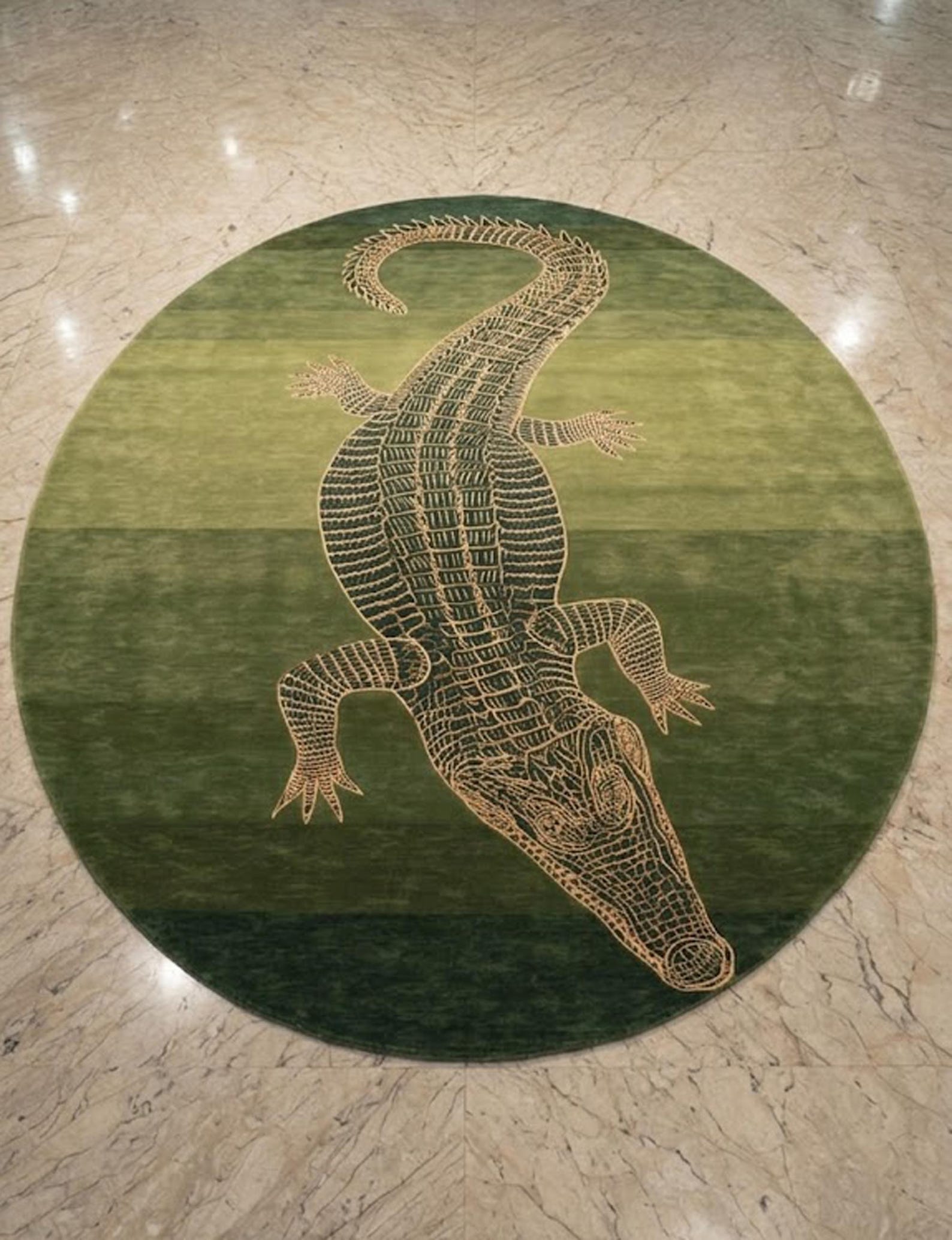 Hand-tufted Wool Alligator Rug: Forest Green Crocodile Design - Etsy