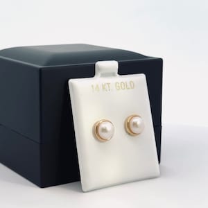 14k Solid Gold Pearl Push Backs Stud Earrings- Pearl Studs- Cultured Pearl Studs- Solid Gold Studs- Gold Pearl
