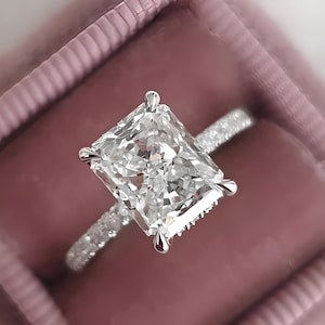 Radiant Cut Moissanite Engagement Ring • All Sizes Radiant Ring • Radiant Promise Ring • 14k Solid Gold •  Certified