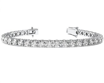 Bracciale tennis in moissanite VVS taglio rotondo certificato in oro massiccio 14k • Certificato • Oro massiccio 14k • Taglio rotondo • Collana tennis in moissanite