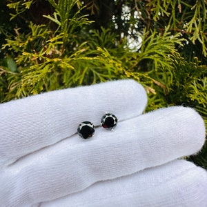 Black Diamond Stud Earrings • 925 Sterling Silver Earrings • Cubic Zirconia Black Studs • All Sizes •  Hypoallergenic Earrings