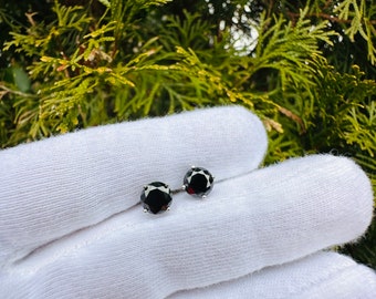 Black Diamond Ohrstecker • 925 Sterling Silber Ohrringe • Zirkonia Schwarze Ohrstecker • Alle Größen • Hypoallergen Ohrringe