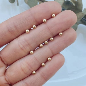 14k Solid Gold Ball Stud Earrings with Screw backs 3mm, 4mm, 5mm, 6mm, 7mm, 8mm,