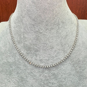 GRA Certified Round Cut Moissanite Tennis Necklace in 14k Solid Gold•GRA Certified•14K Gold Solid• Round Cut•Moissanite Tennis Necklace