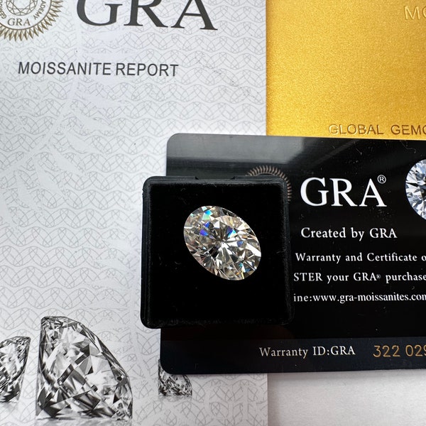 GRA Certified Loose Moissanite Oval Cut Stones D VVS1 All Sizes