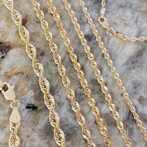 14k Solid Gold Rope Chain • Gold Rope Necklace • 2mm 2.3mm 2.5mm 3mm 3 ...