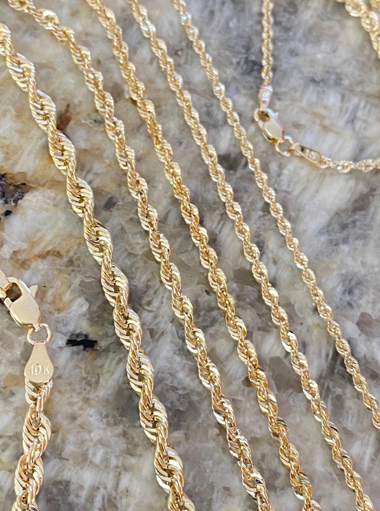 Small Gold Chain Ropes 14k Solid Gold Rope Chain • Gold Rope Necklace • 2mm 2.3mm 2.5mm 3mm 3 ...