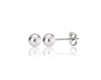 925 Sterling Silver Round Ball Stud Earrings • High Polished• Ball Studs•  Butterfly Post • Push Backs • Gift for Her