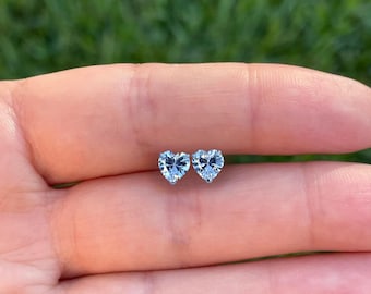 Heart Shape Moissanite Stud Earrings in 14k Solid Gold  •  Certified • 14K Gold Solid •  Heart Shape • Moissanite Stud • Stud Earrings