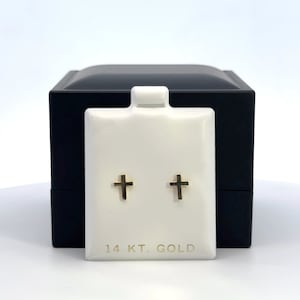 Tiny Cross  Stud Earrings in 14k Solid Gold, Gift Earrings for Her, Cross Earrings, Tiny Studs