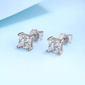 Princess Cut Moissanite Ohrstecker • 14K Gold • Moissanite • Sterling Silber Ohrstecker • Moissanite Ohrring • Braut
