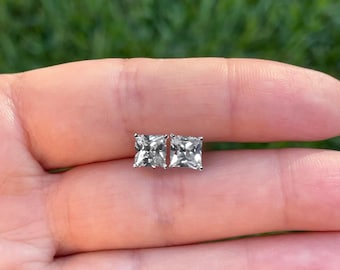 Princess Cut Moissanite Stud Earrings  •  Certified • 14K Gold Solid •  Princess Cut • Moissanite Stud • Stud Earrings