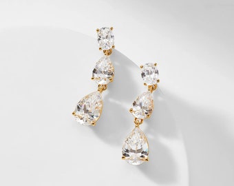 Orecchini pendenti a pera con moissanite da 7,50 ct in oro massiccio 14 carati • Taglio a pera • Moissanite • Orecchini pendenti in oro • Orecchino con moissanite • Sposa • Regalo
