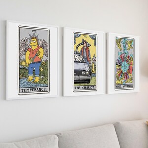 3er Set Die Mäßigkeit Der Wagen Das Rad des Schicksals Tarot Kartendruck Erdiges Boho Set Tarot Poster Tarot gerahmtes Tarot Karten Poster