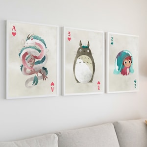 Studio Ghibli Playing Card Posters Sets Dragon Sprited Away Poster Ponyo Poster Totoro Poster Miyazaki Wall Art Prints