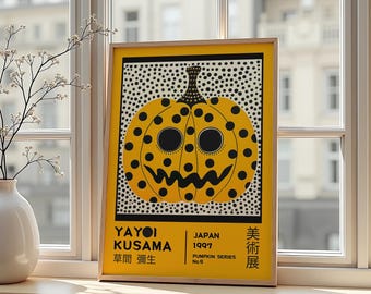 Yayoi Kusama Playful Pumpkin Poster – Japanese Abstract Pumpkin Art for Museum-Style Wall Décor