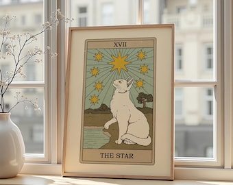 The Star Cat Tarot Poster – Hopeful Mystic Art