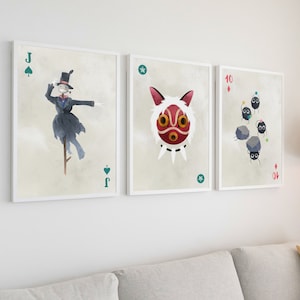 Studio Ghibli Speelkaartposters Sets Howl's Moving Castle poster prinses Mononoke masker poster Miyazaki kunst aan de muur