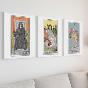3er Set Der Kaiser Die Kaiserin Der Einsiedler Tarot Kartendruck Erdiges Boho Set Tarot poster Tarot gerahmtes Plakat Tarot Karte Poster