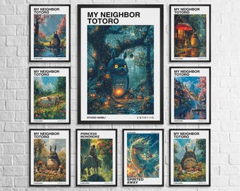 Studio Ghibli Poster Set: Totoro, Spirited Away, Mononoke Art Prints