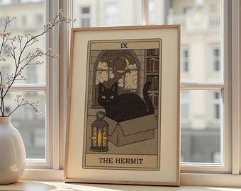 The Hermit Cat Tarot Poster