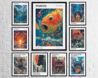 Studio Ghibli Movie Poster Set: Miyazaki Anime Wall Art