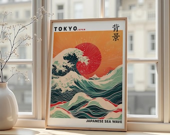Japanische Meereswelle Tokyo Poster Ukiyoe Stil Wandkunst