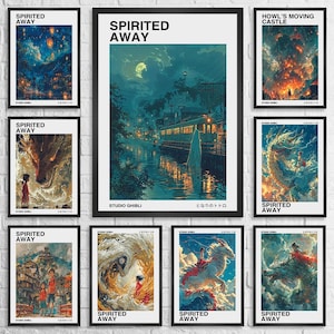 Set di poster di Studio Ghibli Spirited Away Poster di Studio Ghibli Poster di Mononoke Princess Poster di Hayao Miyazaki Stampe artistiche da parete