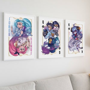 Cartazes de KDA ALL OUT Kindred, Cartaz de League of Legends, Cartaz de League of Legends, LoL, Arte de League of Legends, Presentes de League