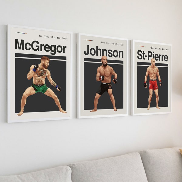 Conor McGregor Demetrious Johnson George St-Pierre  UFC Poster Personalized Gift UFC Wall Art Home Decor Hand Made Poster Canvas Print