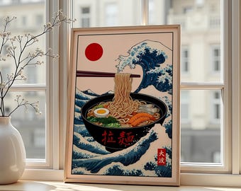 Great Wave Ramen Poster – Japanese Food Art Print