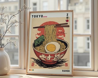 Tokyo Ramen Japan Poster Japanese Food Art Vintage Style Wall Print