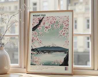 Mount Fuji Japan Poster Cherry Blossom Japanese Landscape Wall Art