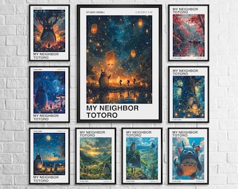 Studio Ghibli Totoro Poster Set: Hayao Miyazaki Wall Art Prints