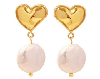 Pendientes colgantes de perlas en forma de corazón: joyería hecha a mano para cualquier ocasión
