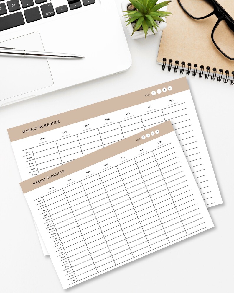Minimalist Weekly Schedule Sheet | Printable Size A4, US Letter - Etsy