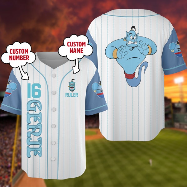 Animated Humor Magic Spirit Baseball Jersey, Magic Oil Lamp Movie Baseball Jersey, Funny Lamp God Jersey Shirt Gift, Cartoon Lover Jersey