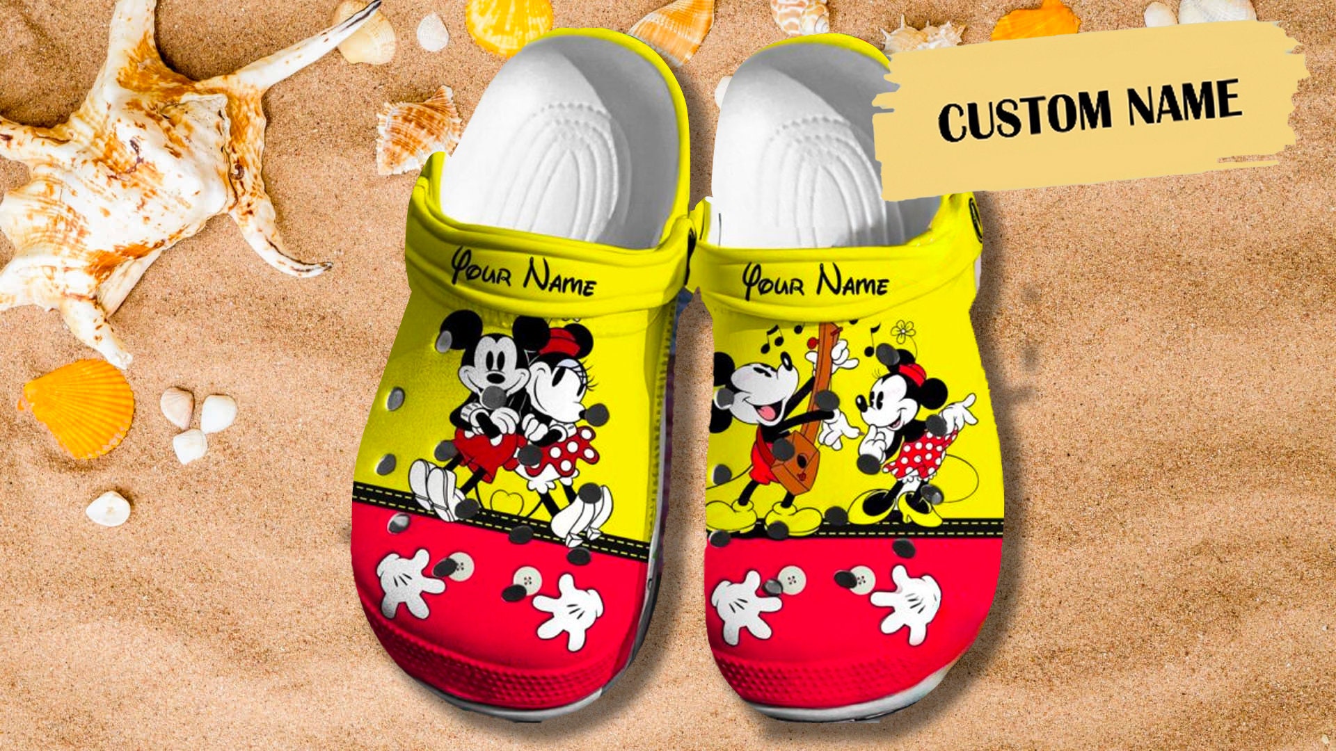 Personalized Romantic Mouse Couple 3D Clog Shoes, Summer Trip Vacation, Birthday Gift