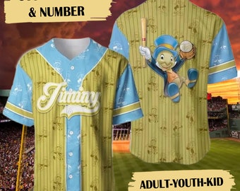 Grün-gelb-blau gestreiftes Baseball-Trikot, Trikot mit animierten Charakteren, Magic World 3D All Over Print-Shirt, Magic Kingdom Kid Adult T-Shirt