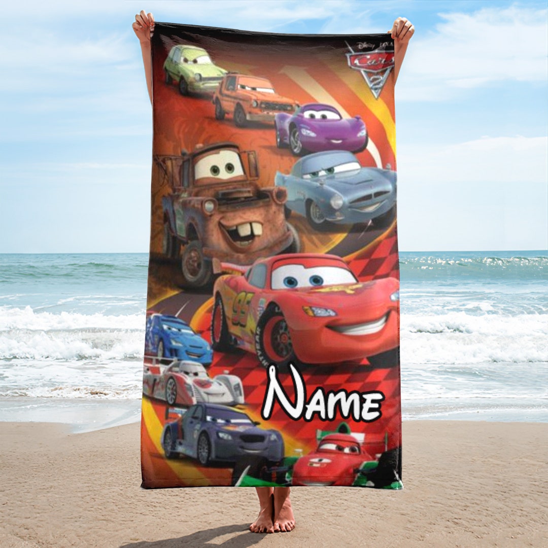Personalized Cars Beach Towels, Red Car and Friends Bath Pool Towel ...