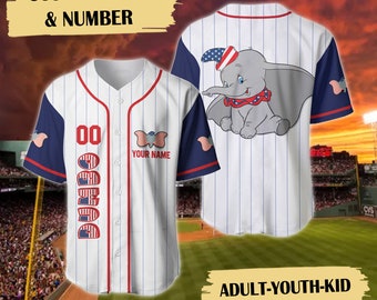 Personalisiertes Elefant-Baseball-Jersey-Shirt, glücklicher Unabhängigkeitstag 4. Juli 3D ganz über Druck-Kind-Erwachsenen-Jersey, kundenspezifisches 4. Juli-Jersey