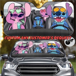 Custom Sunshade Cute Carton Characters Driving On Car Sun Shade, Cartoon Lover Auto Sunshade, Car Accessories, Lovely Couple Car WindShield