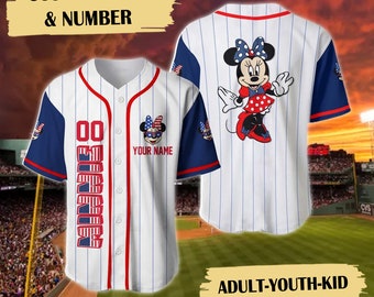 Personalisieren Sie Maus 4. Juli US-amerikanische Flagge, Cartoon-Gewohnheit 4. Juli Baseballjersey, Sport-T-Stück, Kind-Erwachsen-Trikot, Feiertags-Reise-Hemd